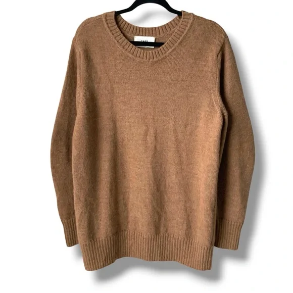 CAES Knit Crewneck Sweater Alpaca Virgin Wool Brown Khaki Tan Medium - Picture 12 of 12